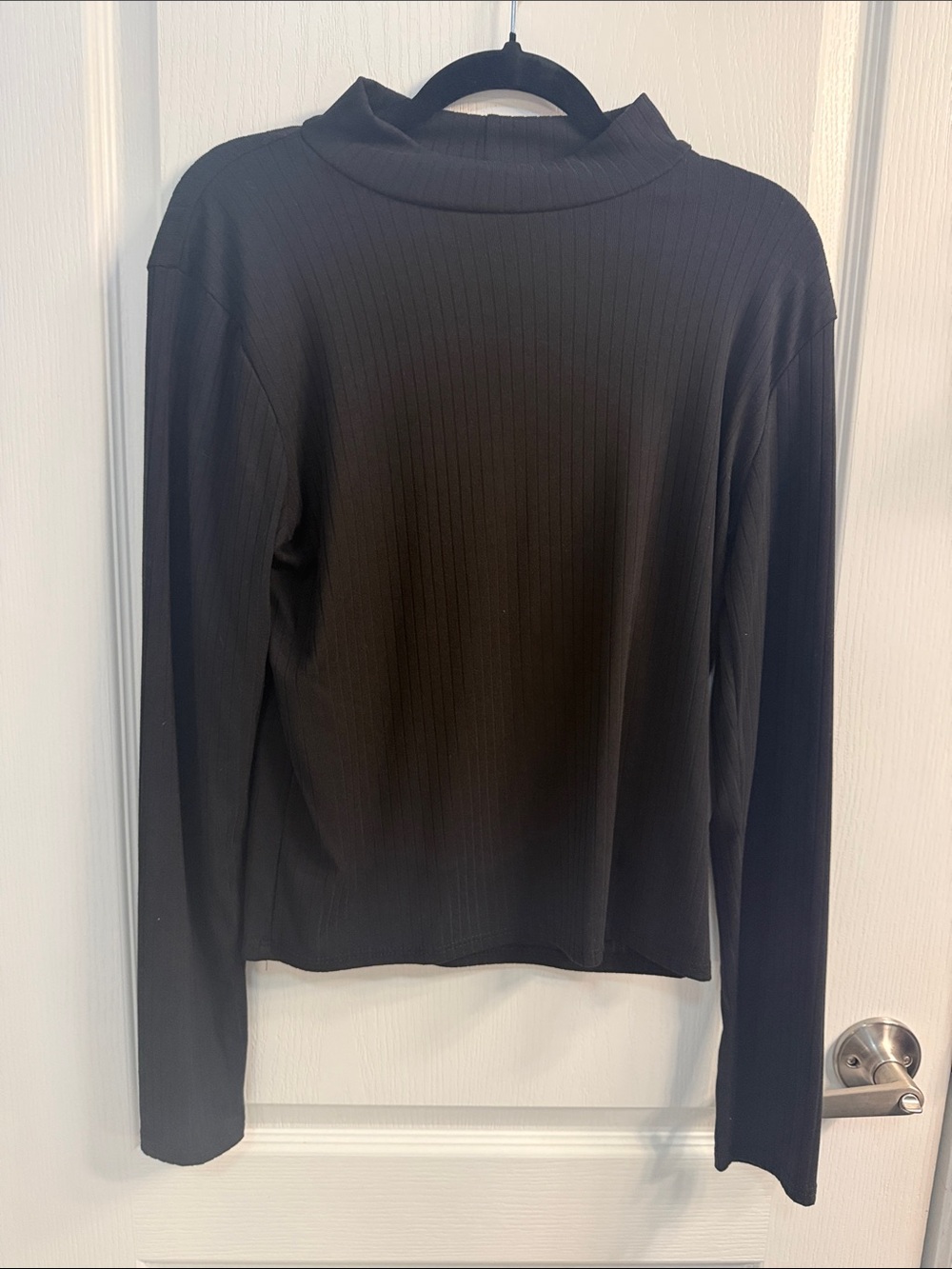 YMI Black Ribbed Mockneck Long Sleeve Tee